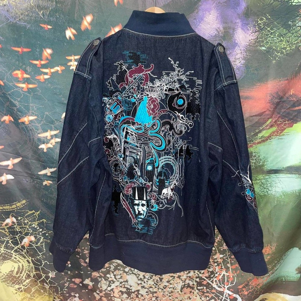 Rare 00's ARTFUL DODGER Mallgoth Embroidered Denim Jacket